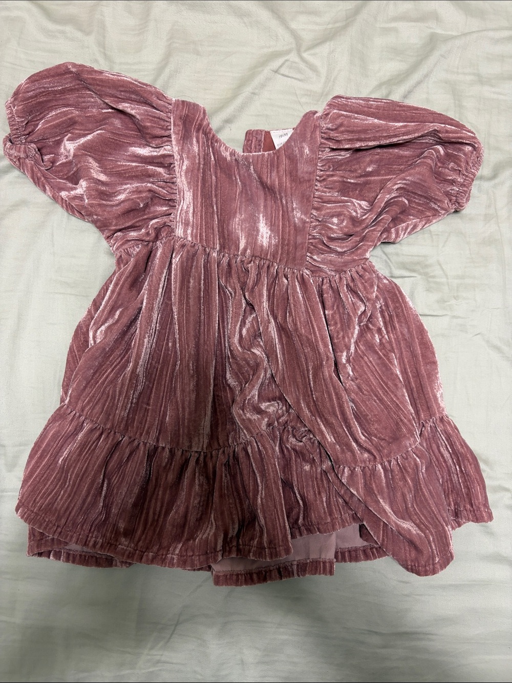 H&M Dusty Rose Crushed Velvet Baby Dress